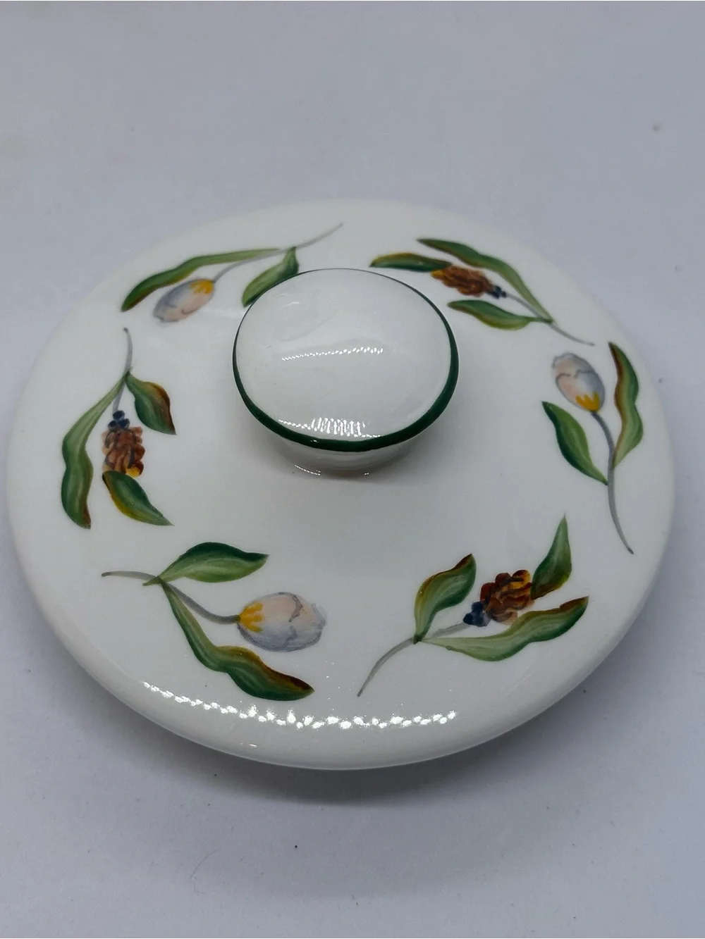 Vintage Flowers Inc. Balloons Hand Painted Magnolia Teapot White Green 8.5